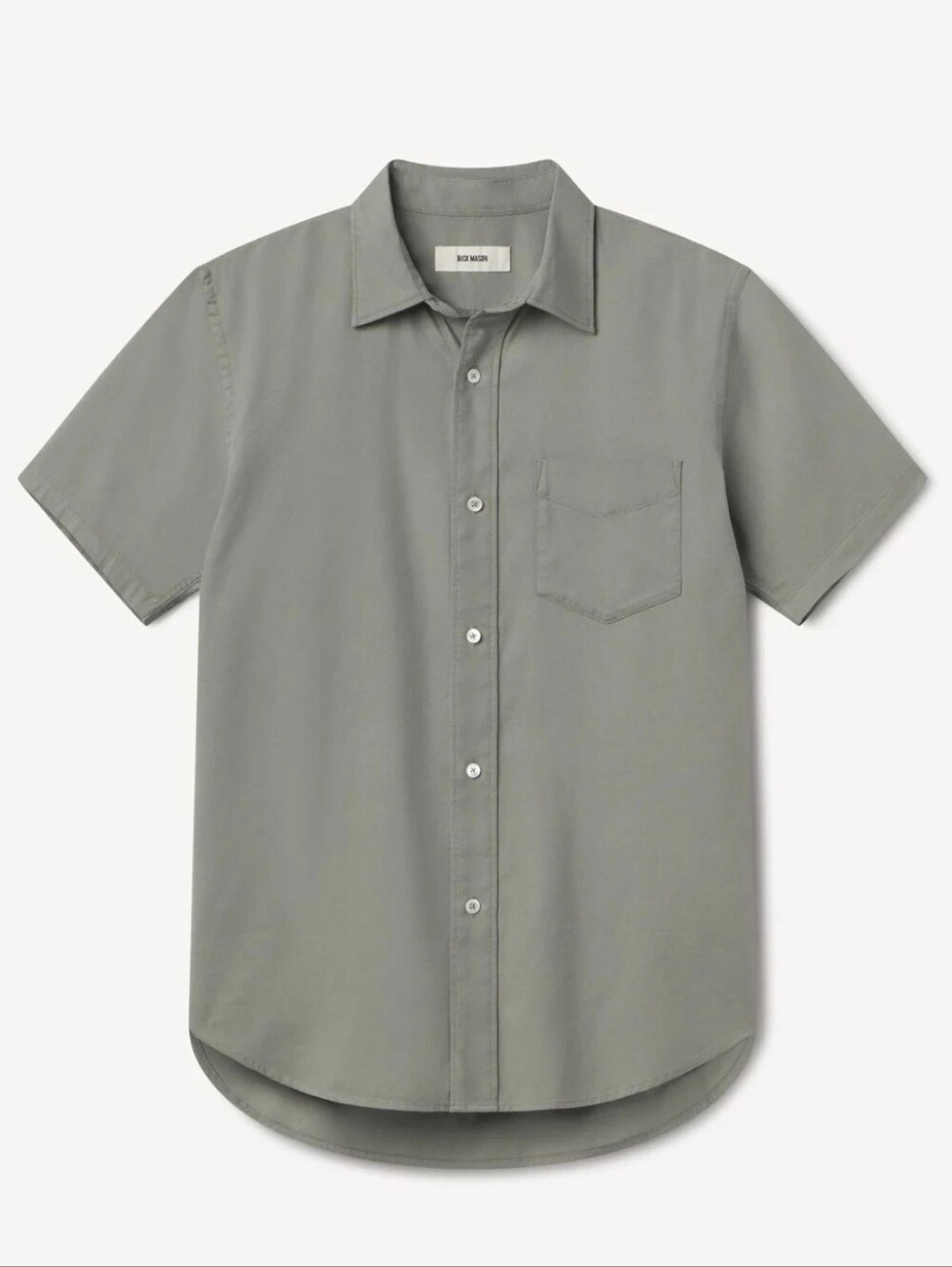 Buck Mason Draped Twill SS One Pocket Shirt Shale Light Grey